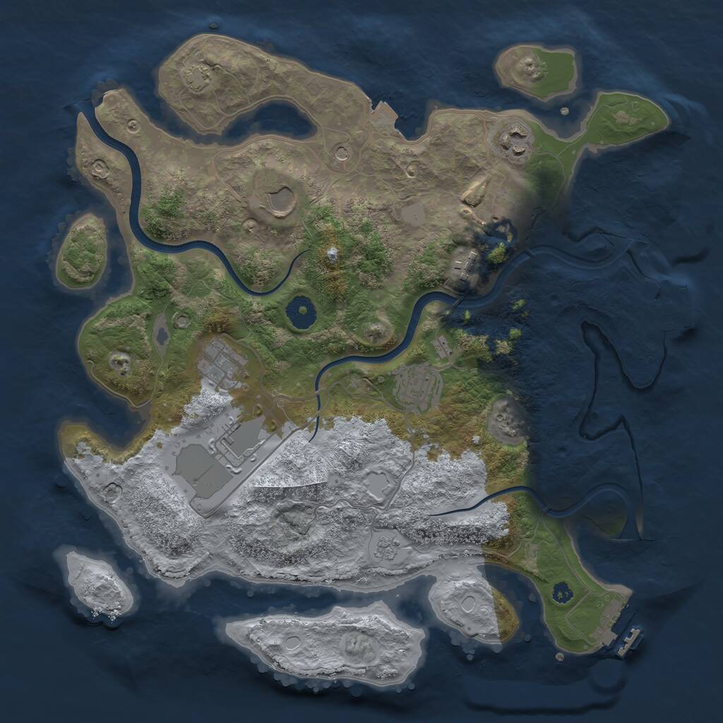 Rust Map: Procedural Map, Size: 3500, Seed: 3675798, 13 Monuments