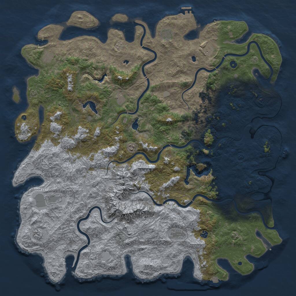 Rust Map: Procedural Map, Size: 6000, Seed: 423440713, 17 Monuments