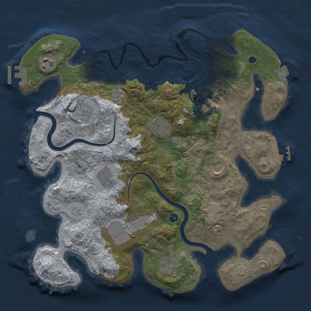 Rust Map: Procedural Map, Size: 3500, Seed: 207299, 14 Monuments