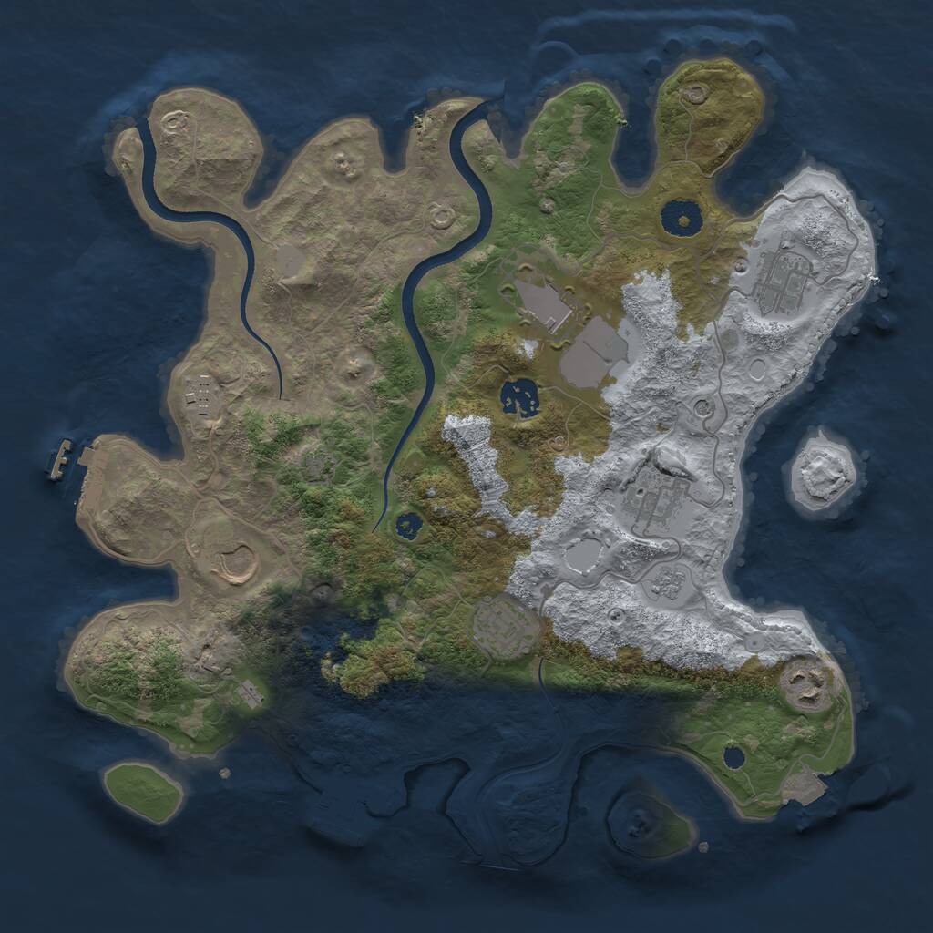 Rust Map: Procedural Map, Size: 3500, Seed: 195649, 14 Monuments