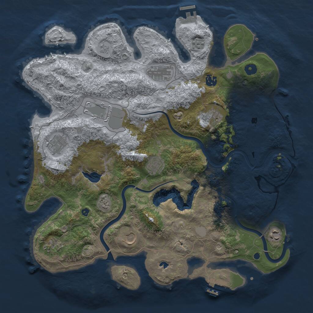 Rust Map: Procedural Map, Size: 4000, Seed: 1832753210, 16 Monuments