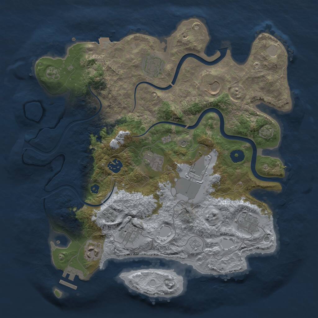 Rust Map: Procedural Map, Size: 3500, Seed: 153143, 14 Monuments