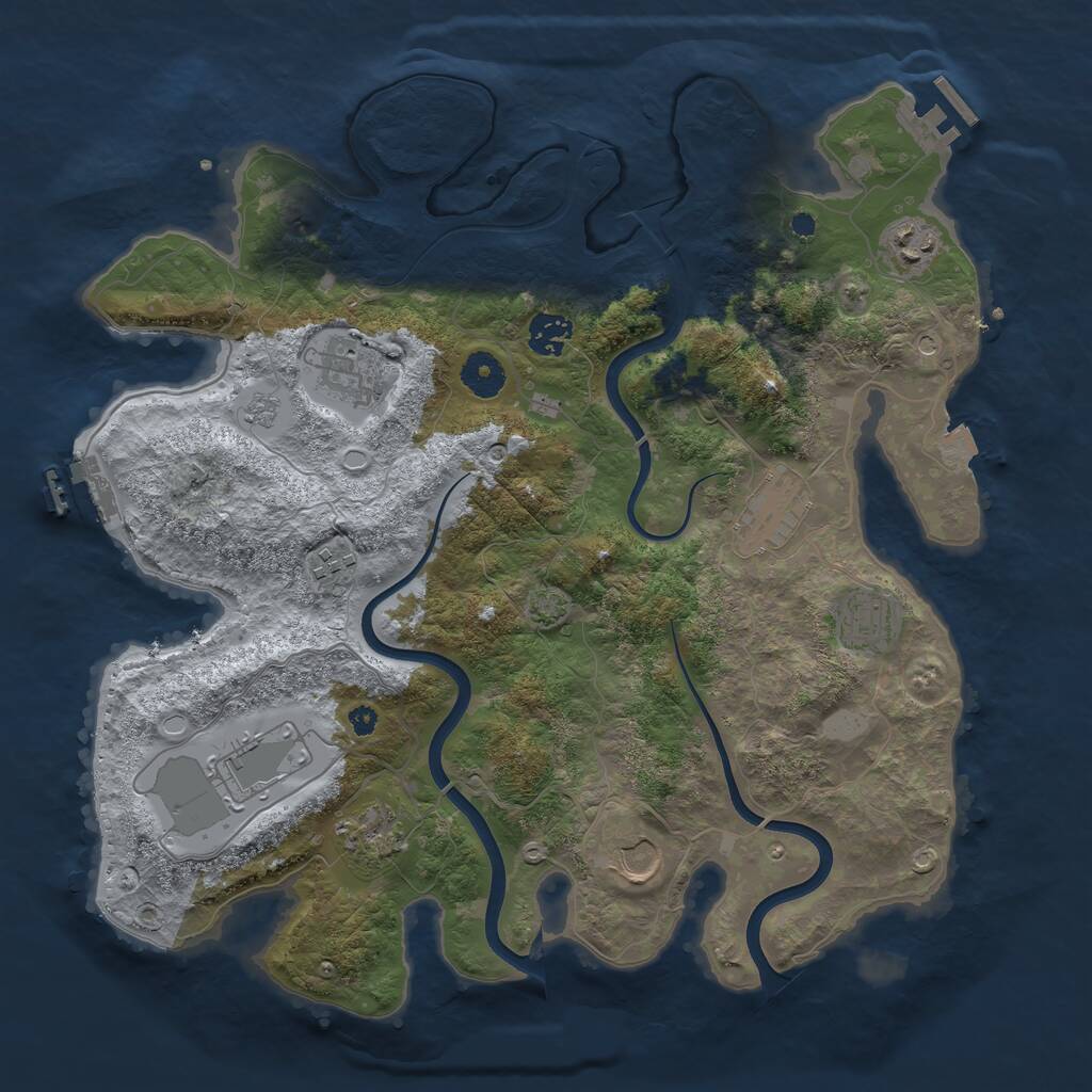 Rust Map: Procedural Map, Size: 3750, Seed: 166652, 15 Monuments