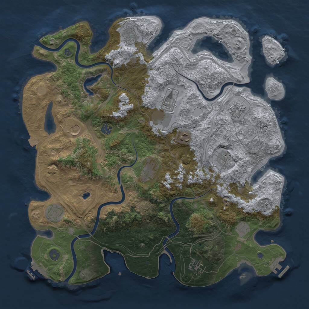 Rust Map: Procedural Map, Size: 4250, Seed: 1377640526, 19 Monuments