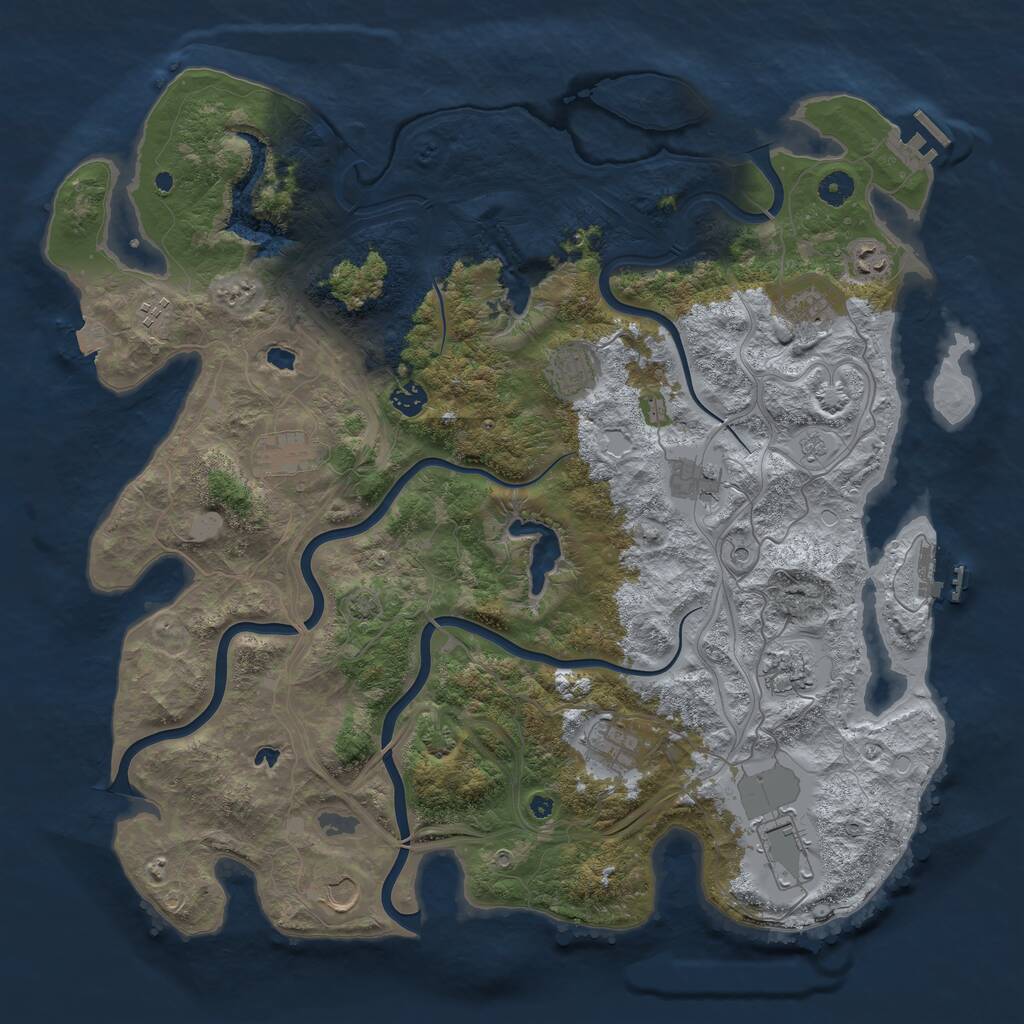 Rust Map: Procedural Map, Size: 4500, Seed: 1168141169, 17 Monuments