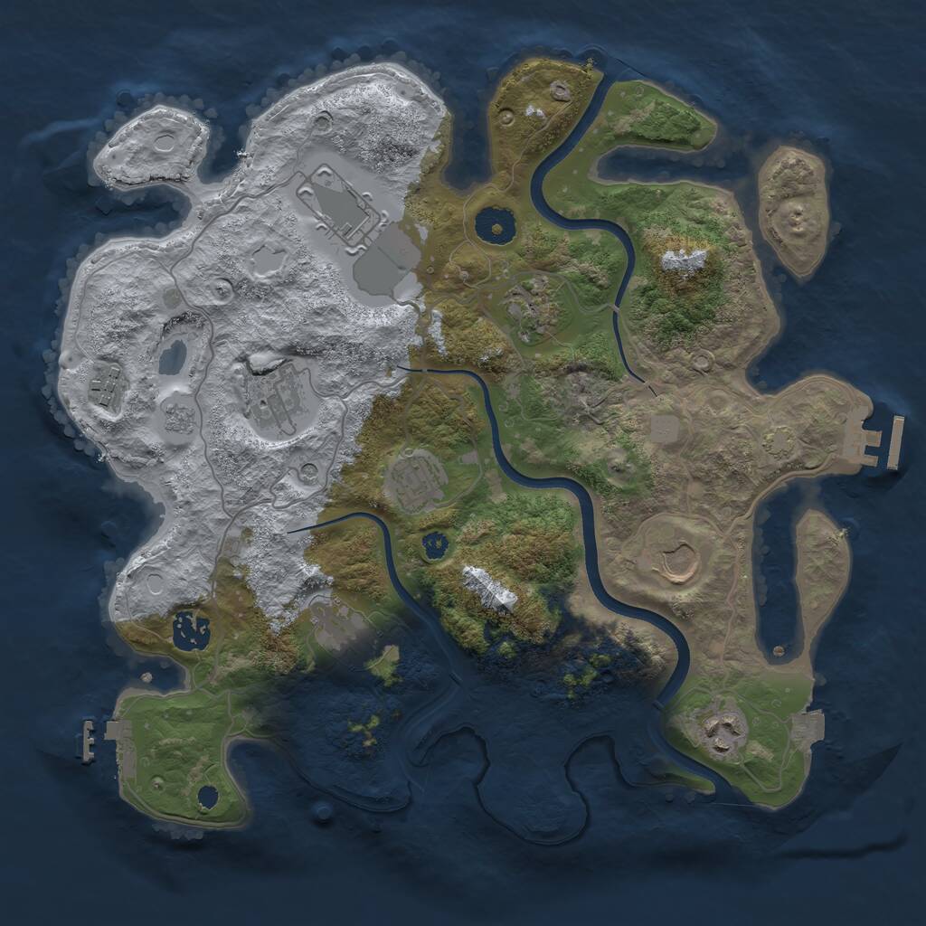 Rust Map: Procedural Map, Size: 3500, Seed: 195232954, 15 Monuments