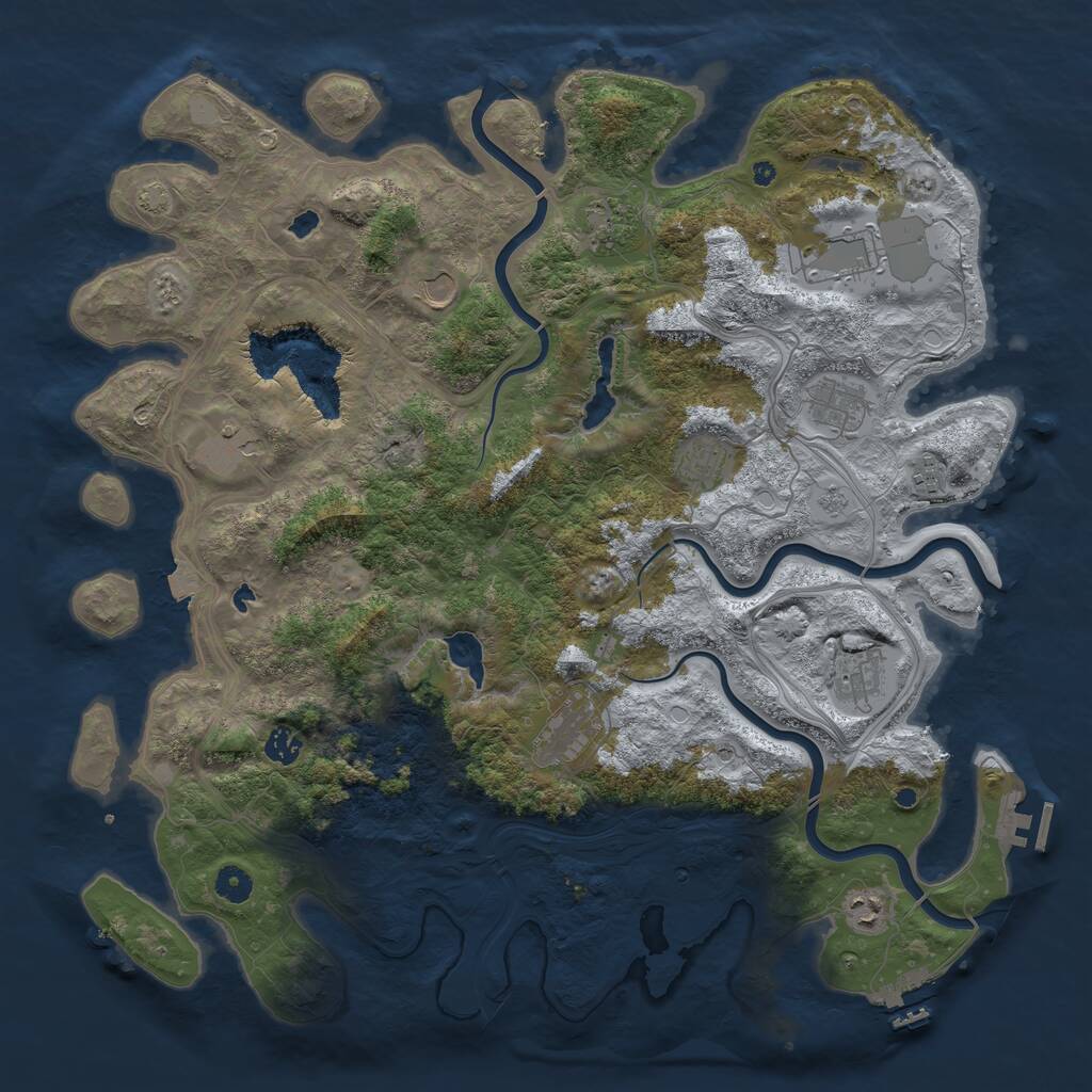 Rust Map: Procedural Map, Size: 4500, Seed: 1277401545, 17 Monuments