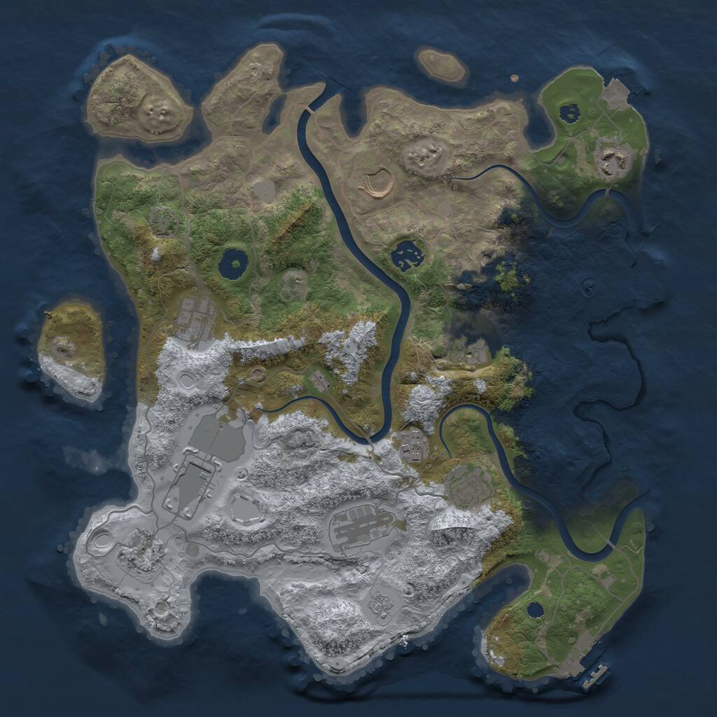 Rust Map: Procedural Map, Size: 3600, Seed: 67679009, 16 Monuments