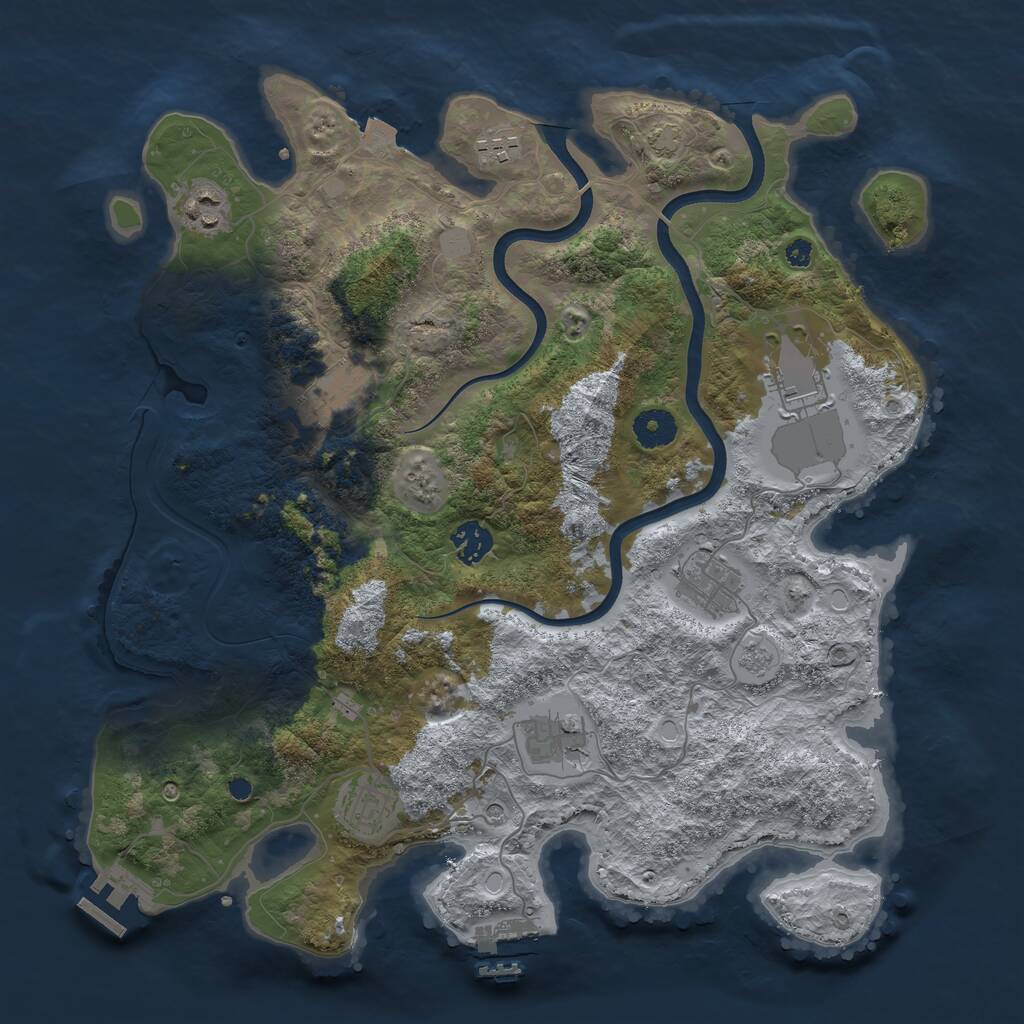 Rust Map: Procedural Map, Size: 3750, Seed: 895634, 14 Monuments