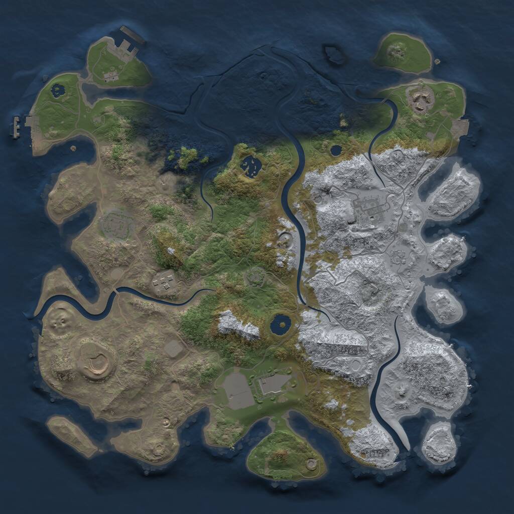 Rust Map: Procedural Map, Size: 3750, Seed: 525280, 13 Monuments