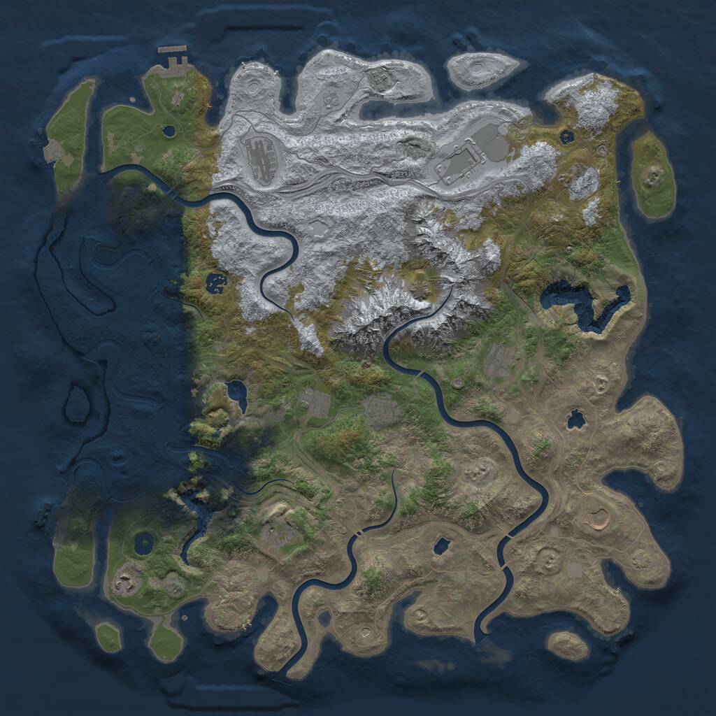 Rust Map: Procedural Map, Size: 5000, Seed: 476558, 17 Monuments