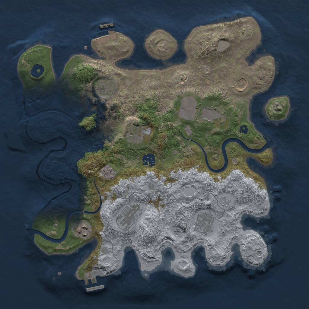Rust Map: Procedural Map, Size: 3500, Seed: 1342233455, 15 Monuments