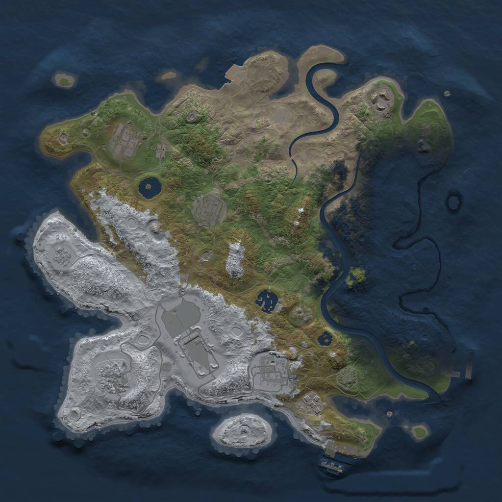 Rust Map: Procedural Map, Size: 3500, Seed: 1473999643, 14 Monuments