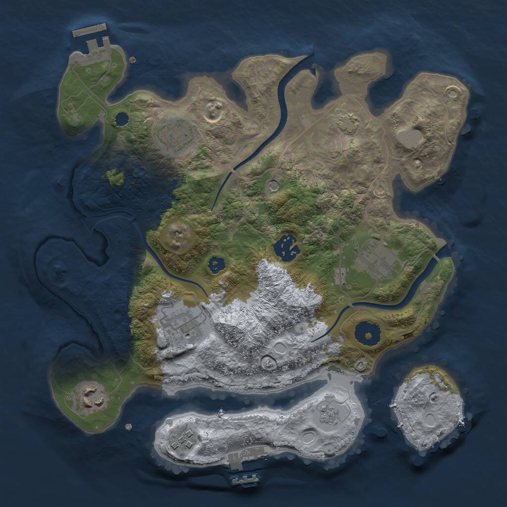 Rust Map: Procedural Map, Size: 3000, Seed: 889369224, 12 Monuments