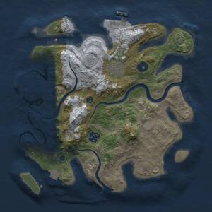 Thumbnail Rust Map: Procedural Map, Size: 3000, Seed: 77916, 9 Monuments