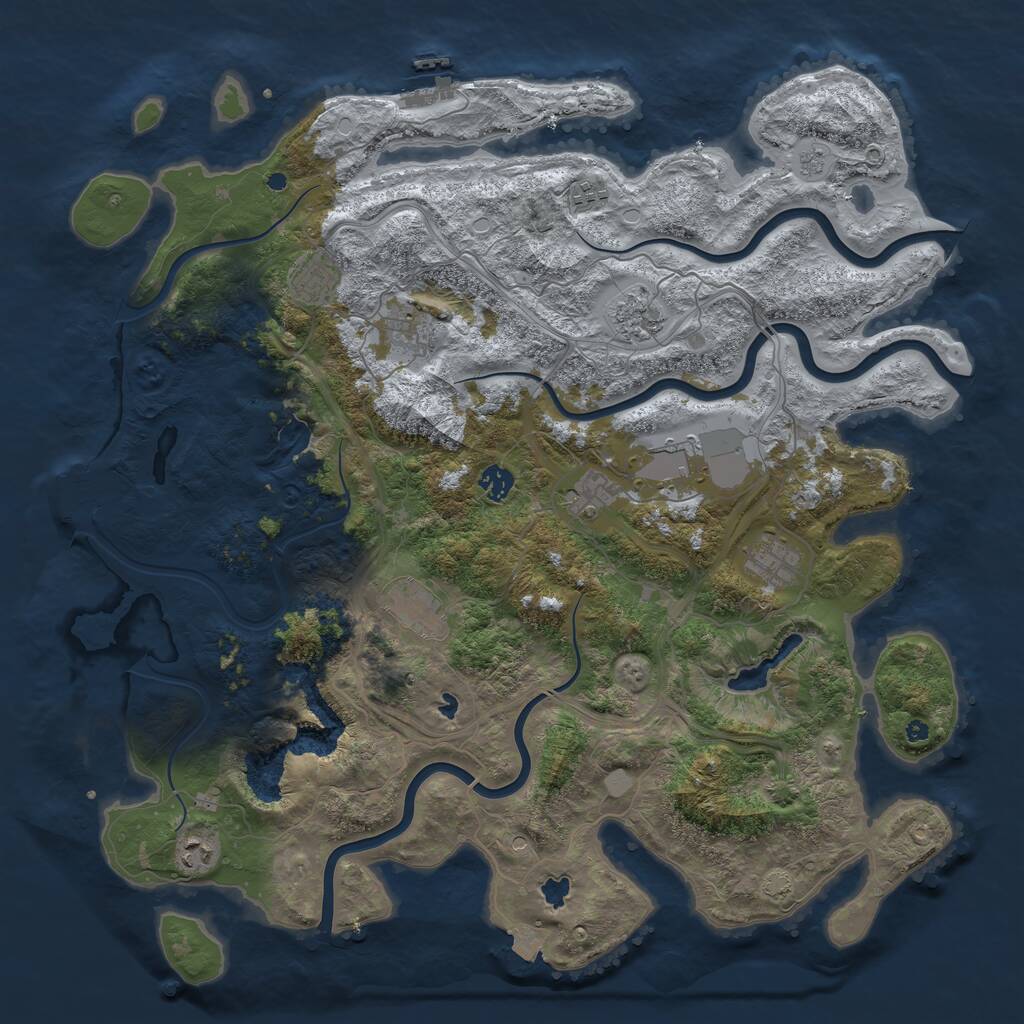Rust Map: Procedural Map, Size: 4500, Seed: 67543456, 16 Monuments