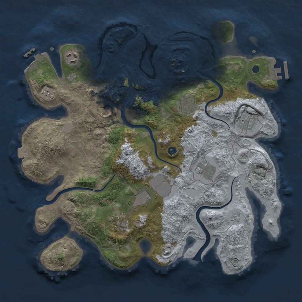 Rust Map: Procedural Map, Size: 3500, Seed: 747983, 14 Monuments