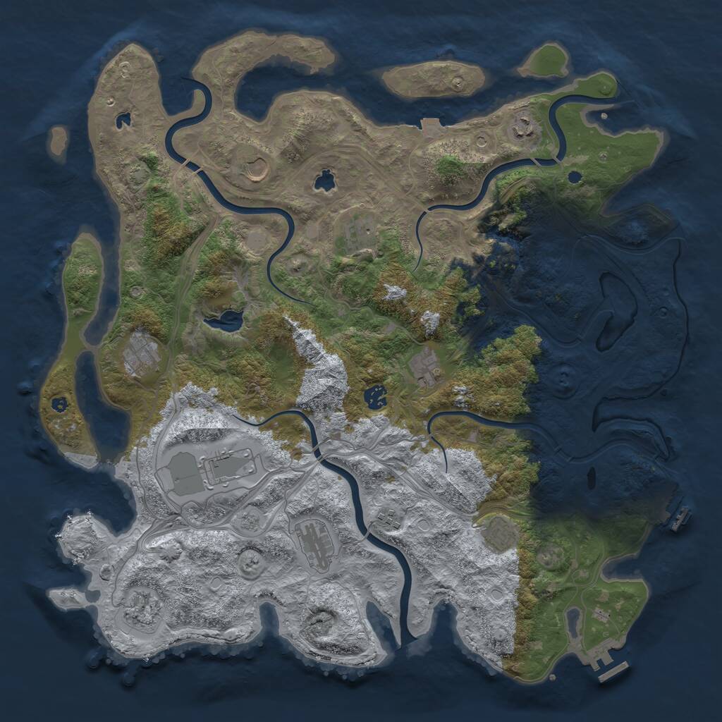 Rust Map: Procedural Map, Size: 4500, Seed: 809328442, 17 Monuments