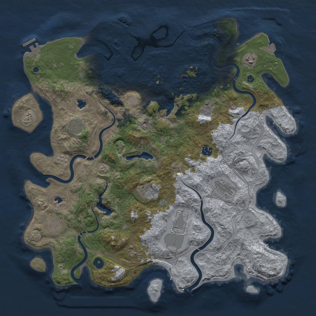 Rust Map: Procedural Map, Size: 4500, Seed: 180318, 16 Monuments