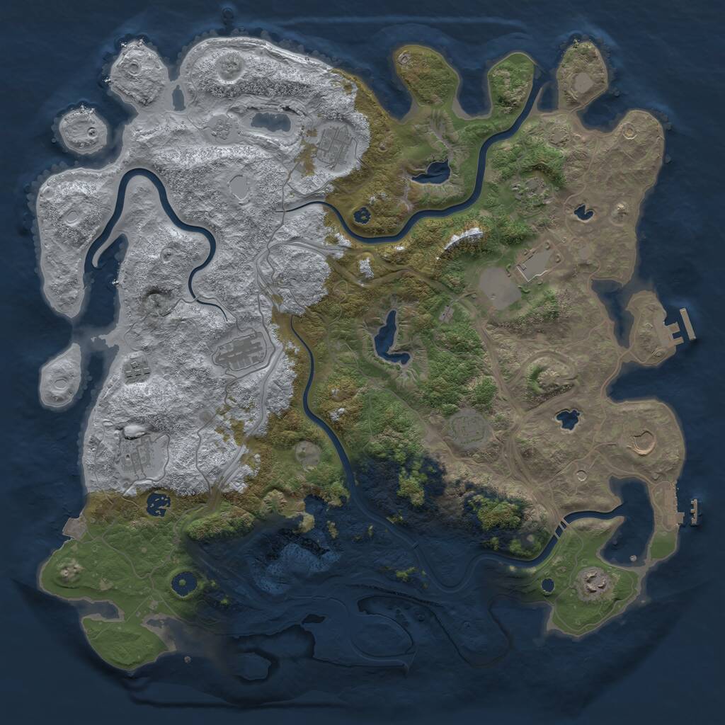 Rust Map: Procedural Map, Size: 4500, Seed: 191294, 16 Monuments