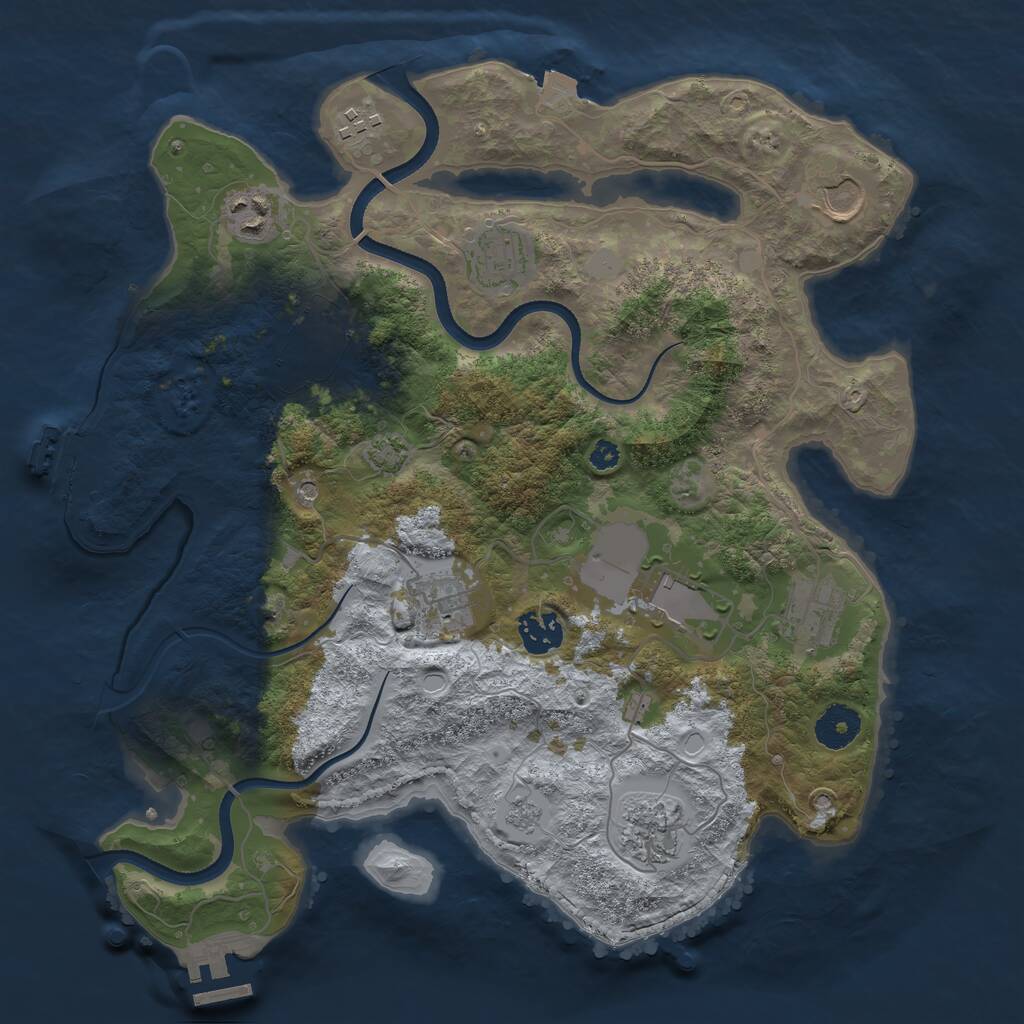 Rust Map: Procedural Map, Size: 3500, Seed: 1561417458, 16 Monuments