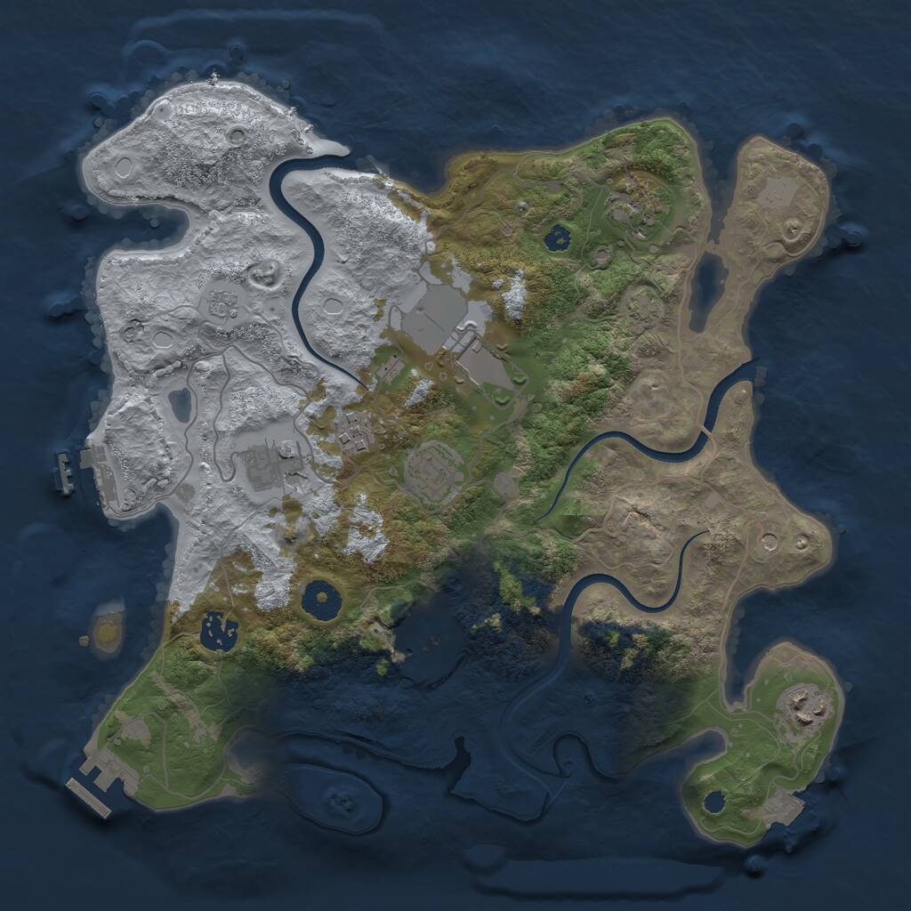Rust Map: Procedural Map, Size: 3500, Seed: 335115767, 14 Monuments
