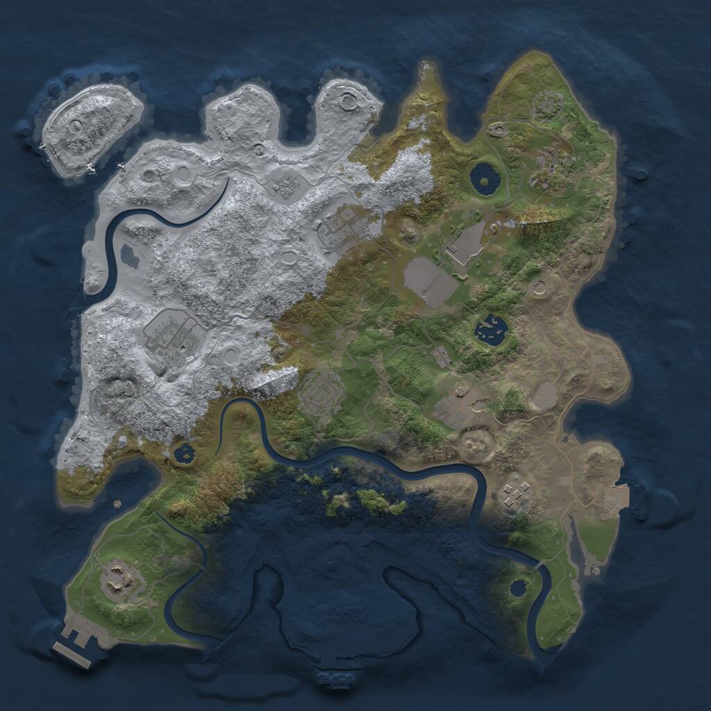 Rust Map: Procedural Map, Size: 3500, Seed: 1205863001, 15 Monuments