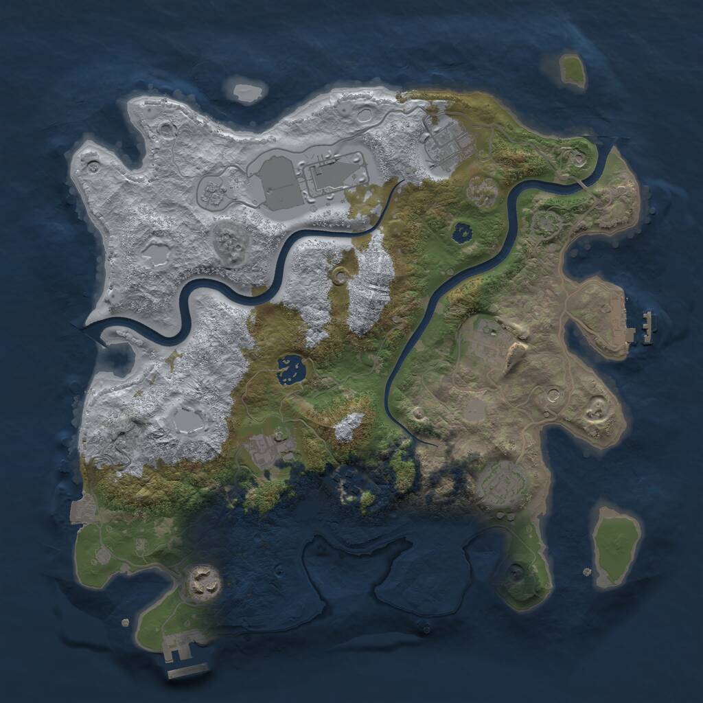 Rust Map: Procedural Map, Size: 3500, Seed: 362263, 14 Monuments