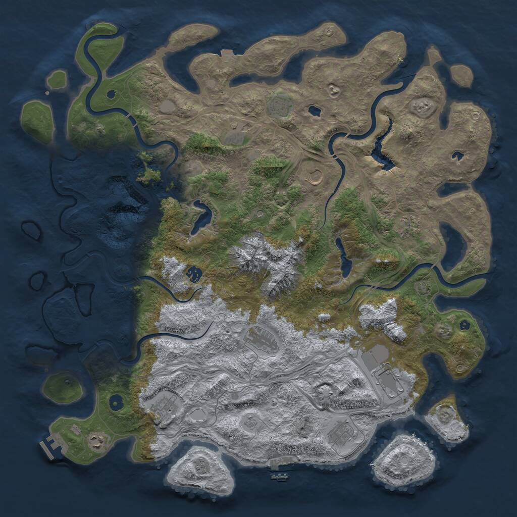 Rust Map: Procedural Map, Size: 5000, Seed: 355154999, 17 Monuments