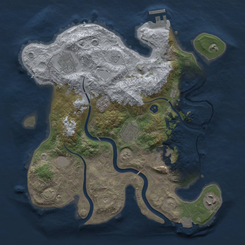 Rust Map: Procedural Map, Size: 3000, Seed: 1501273111, 10 Monuments