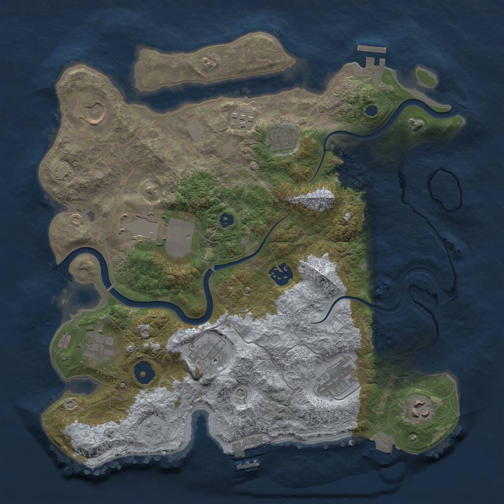 Rust Map: Procedural Map, Size: 3500, Seed: 1829923551, 15 Monuments