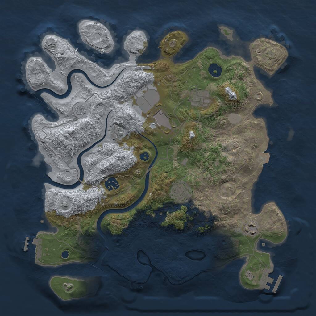 Rust Map: Procedural Map, Size: 3500, Seed: 395150018, 12 Monuments
