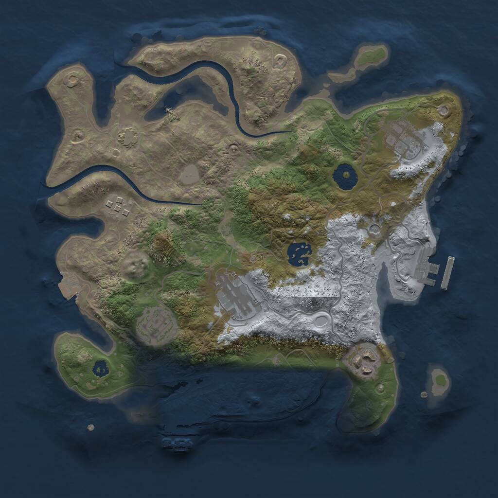 Rust Map: Procedural Map, Size: 3000, Seed: 2065634209, 11 Monuments