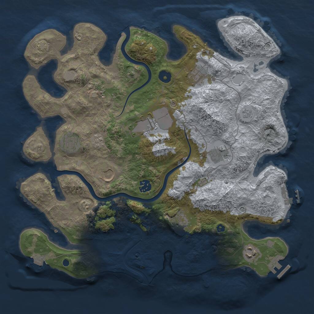 Rust Map: Procedural Map, Size: 3750, Seed: 273824, 16 Monuments