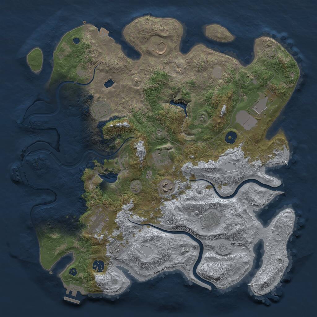 Rust Map: Procedural Map, Size: 4000, Seed: 734819486, 15 Monuments
