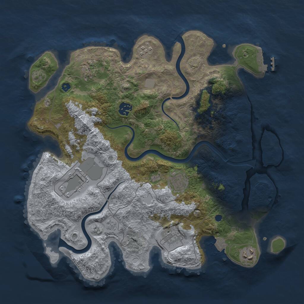 Rust Map: Procedural Map, Size: 3500, Seed: 258335, 12 Monuments