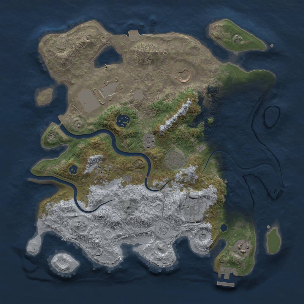 Rust Map: Procedural Map, Size: 3500, Seed: 1693763540, 13 Monuments