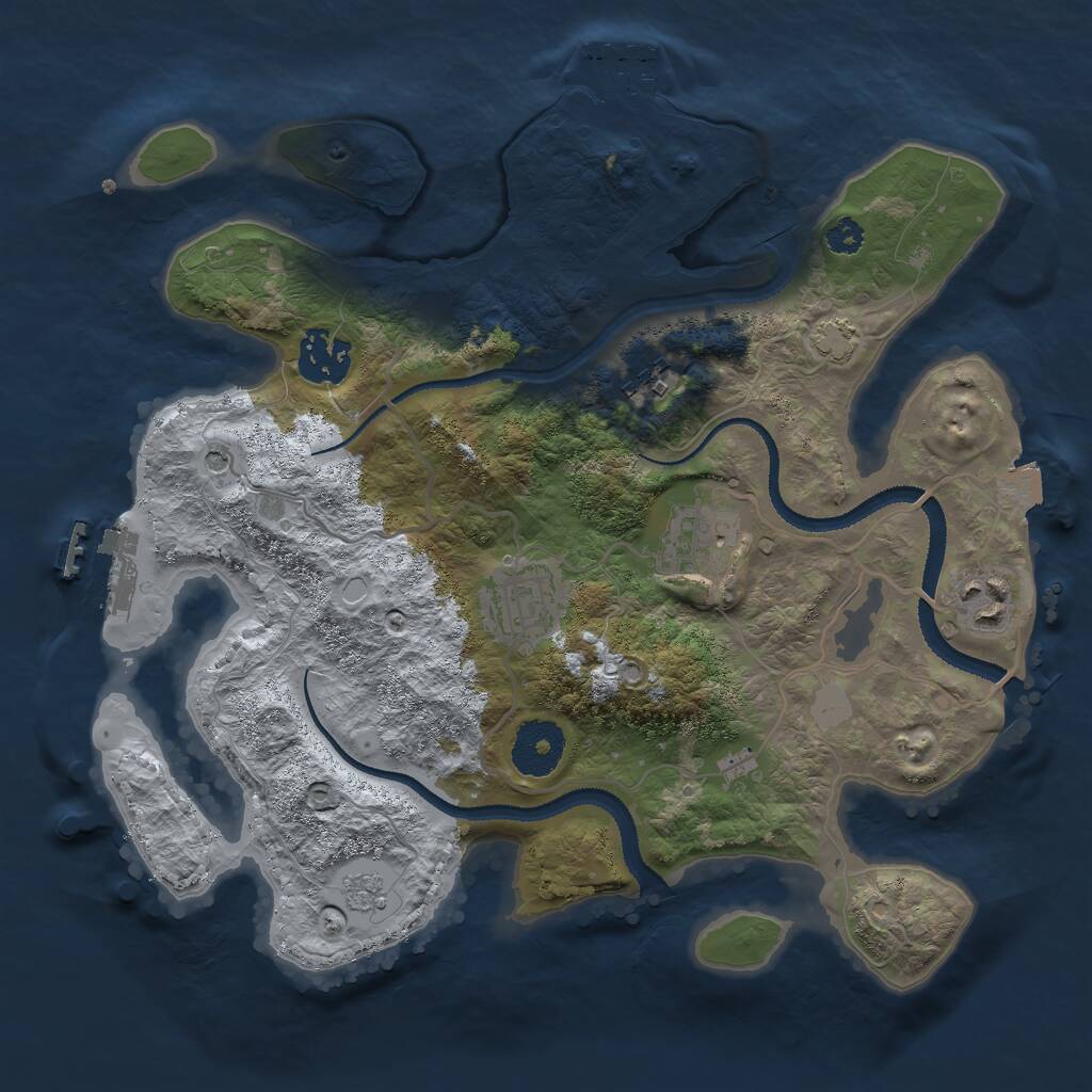 Rust Map: Procedural Map, Size: 3000, Seed: 879669746, 11 Monuments