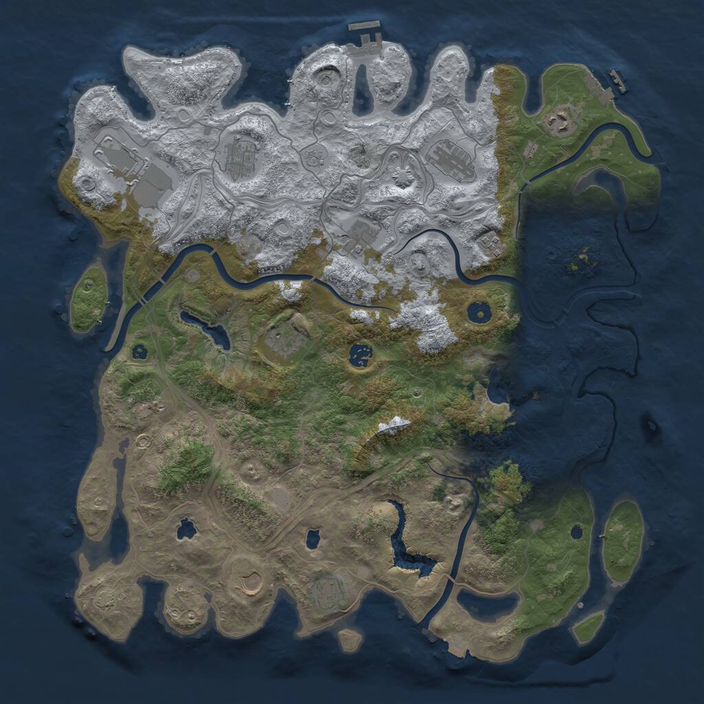 Rust Map: Procedural Map, Size: 4500, Seed: 376894, 17 Monuments