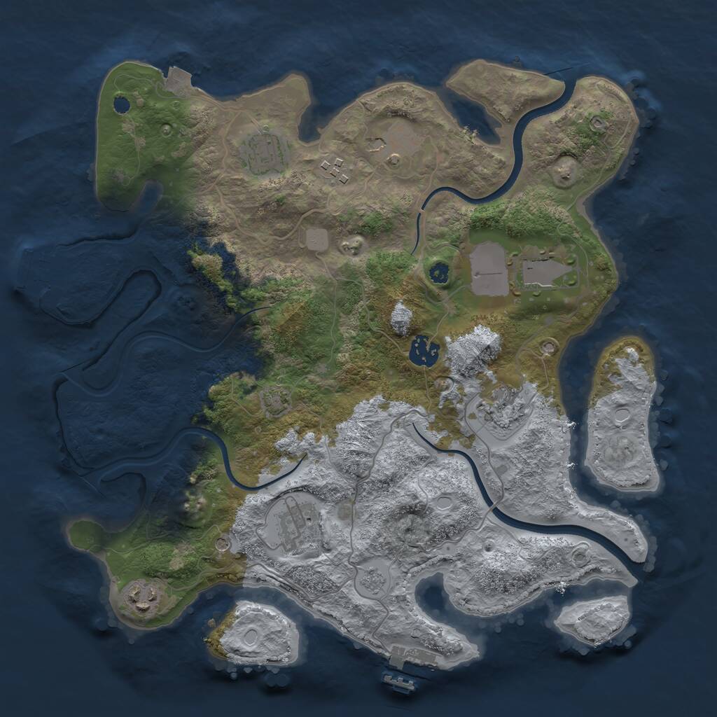 Rust Map: Procedural Map, Size: 3500, Seed: 487810978, 14 Monuments