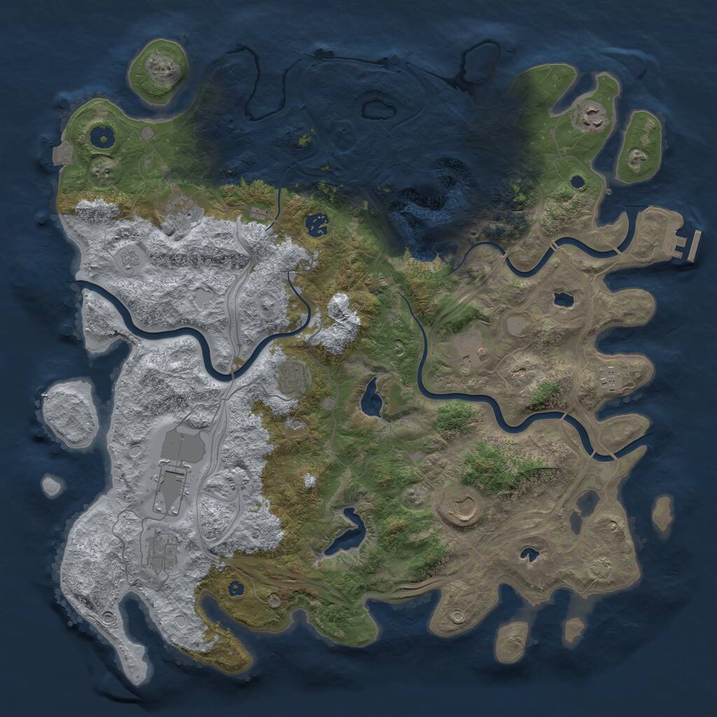Rust Map: Procedural Map, Size: 4500, Seed: 688662, 14 Monuments