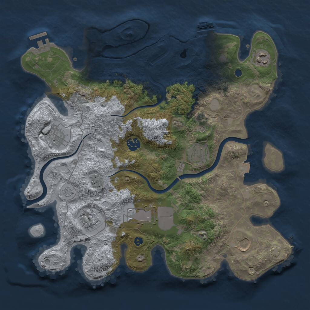 Rust Map: Procedural Map, Size: 3500, Seed: 396436, 14 Monuments