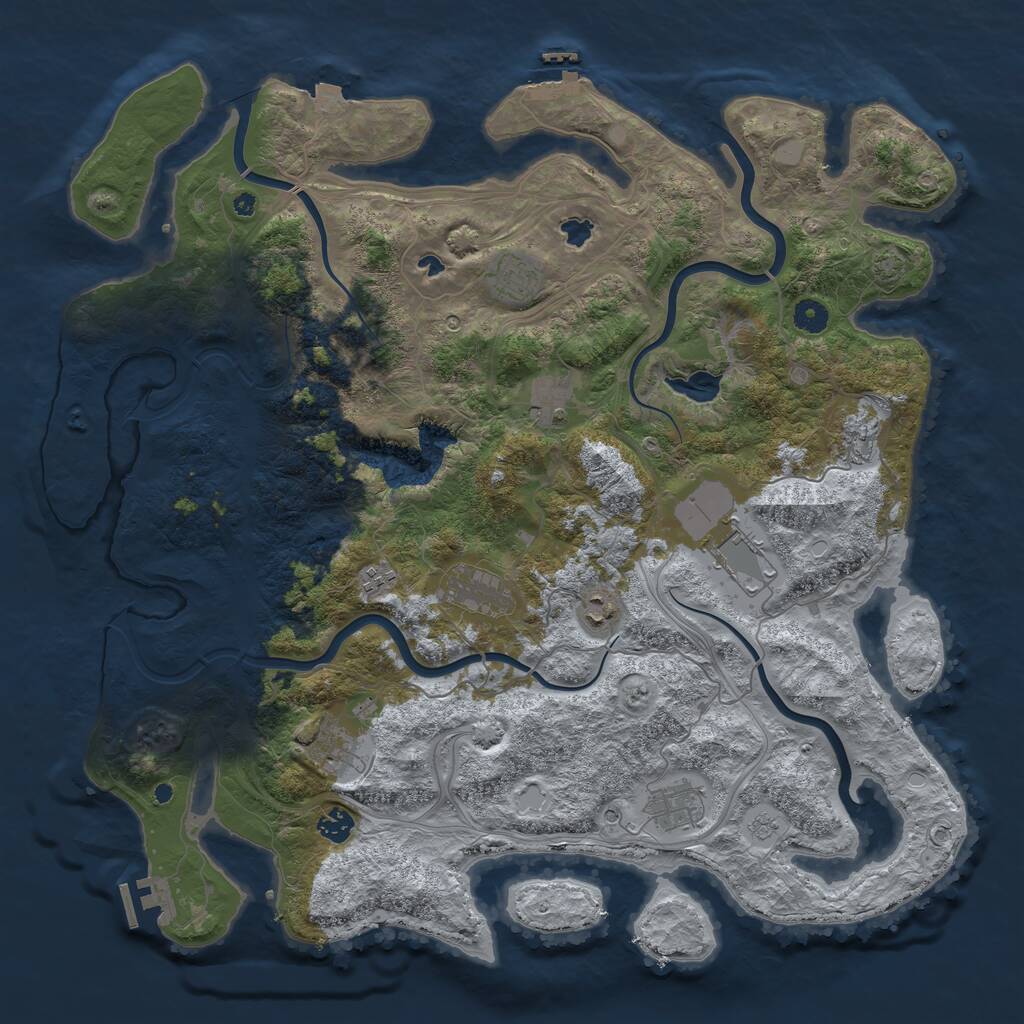 Rust Map: Procedural Map, Size: 4500, Seed: 673565, 16 Monuments