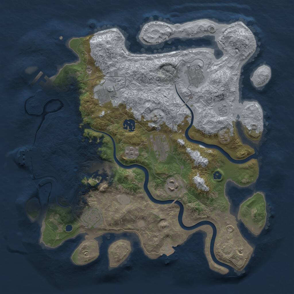 Rust Map: Procedural Map, Size: 3500, Seed: 195955, 14 Monuments
