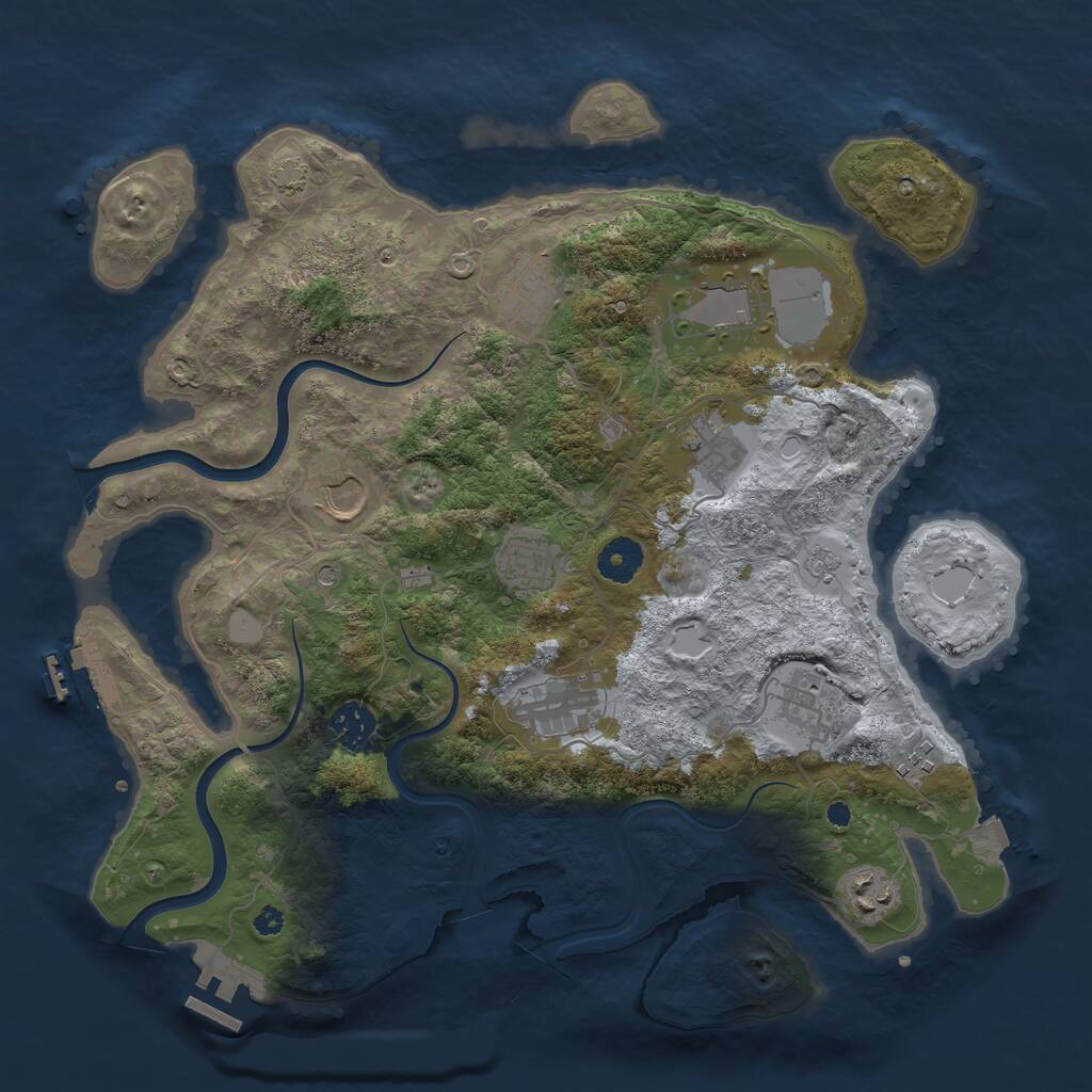 Rust Map: Procedural Map, Size: 3700, Seed: 737263603, 16 Monuments