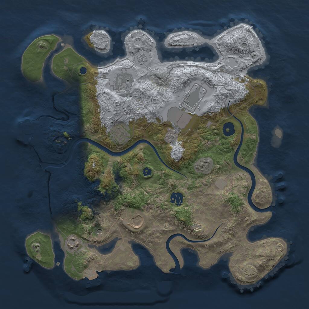 Rust Map: Procedural Map, Size: 3500, Seed: 177747250, 12 Monuments