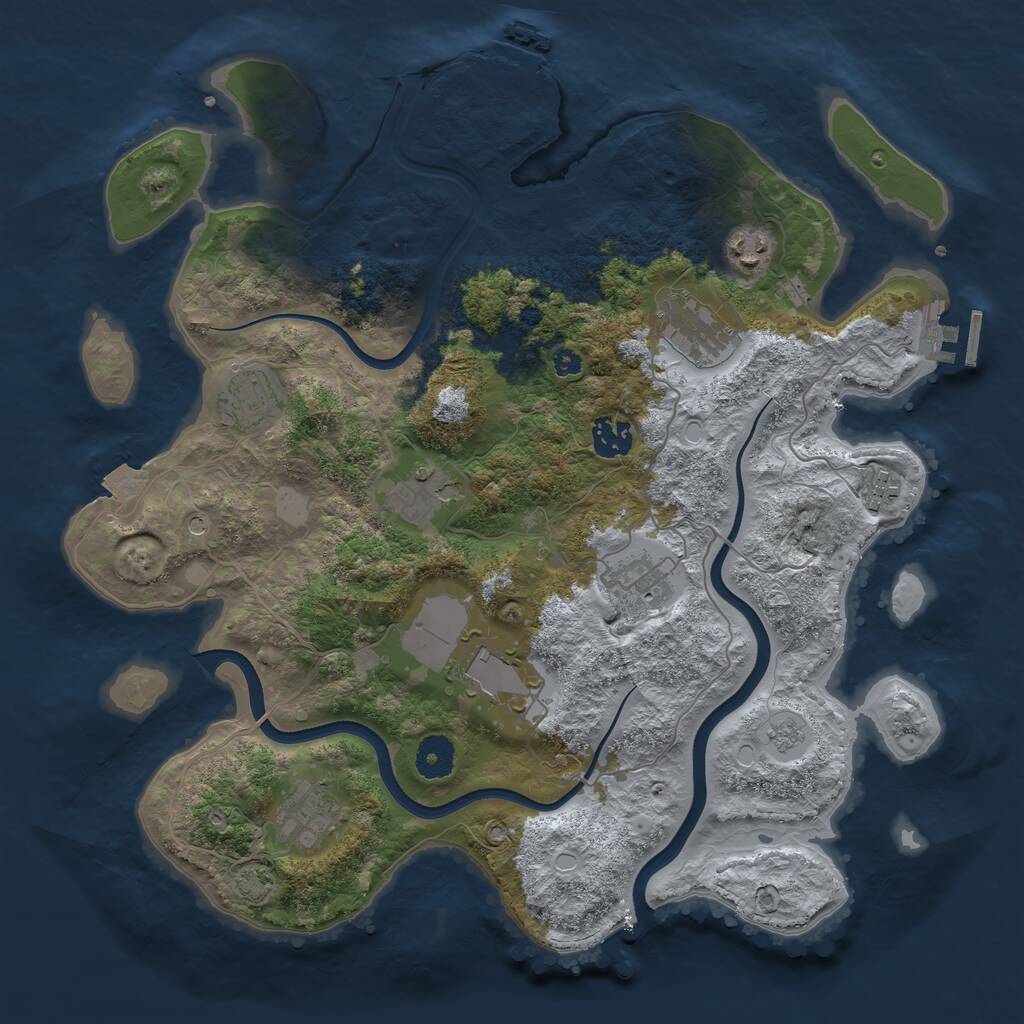 Rust Map: Procedural Map, Size: 3700, Seed: 376936449, 15 Monuments