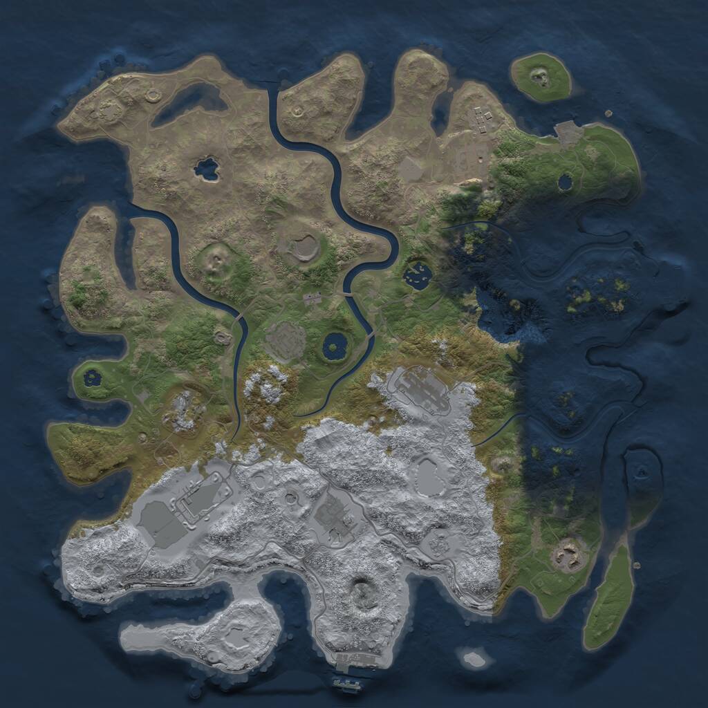Rust Map: Procedural Map, Size: 4000, Seed: 485450585, 16 Monuments