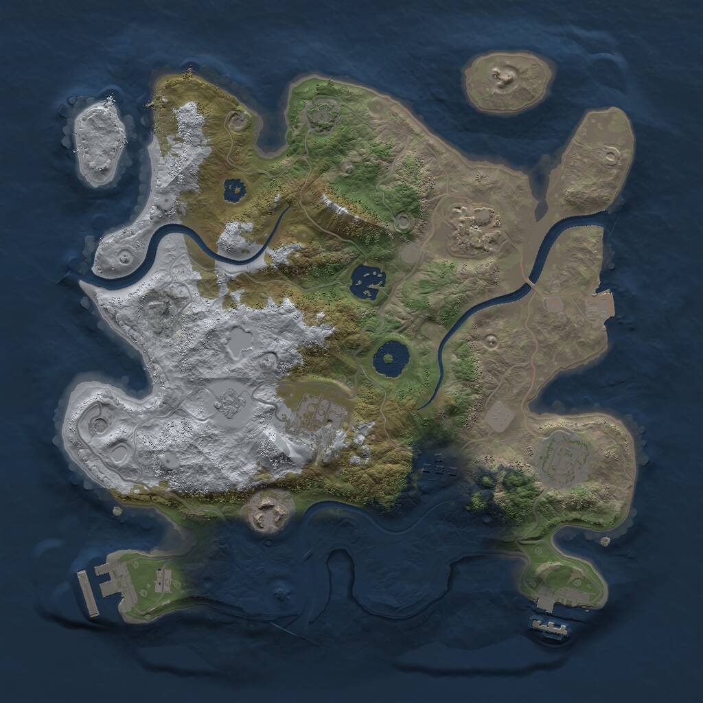 Rust Map: Procedural Map, Size: 3000, Seed: 16767, 12 Monuments