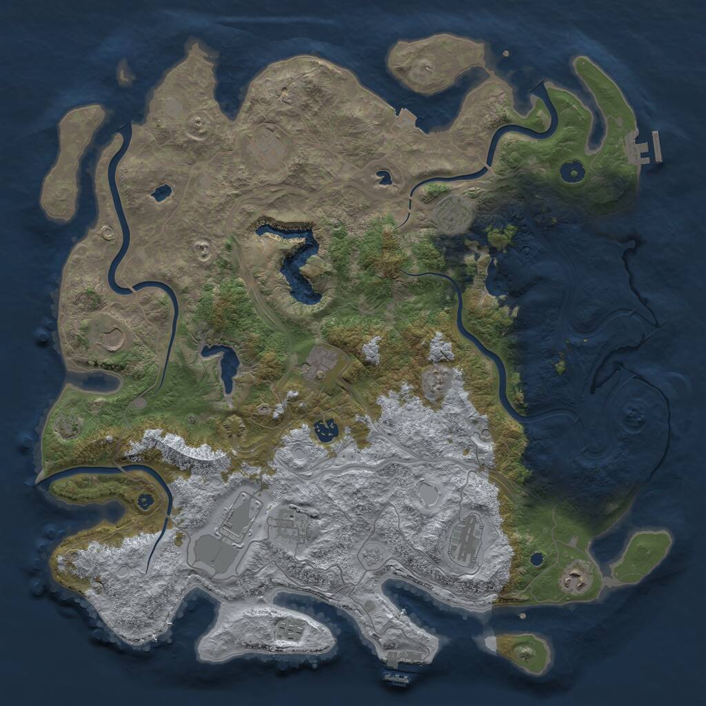 Rust Map: Procedural Map, Size: 4500, Seed: 164319, 16 Monuments